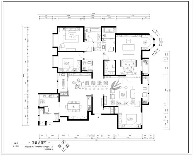 万达西安one,新中式风格,平面布局图