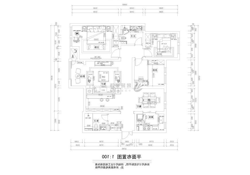 白桦林间,新中式效果图,功能布局设计图