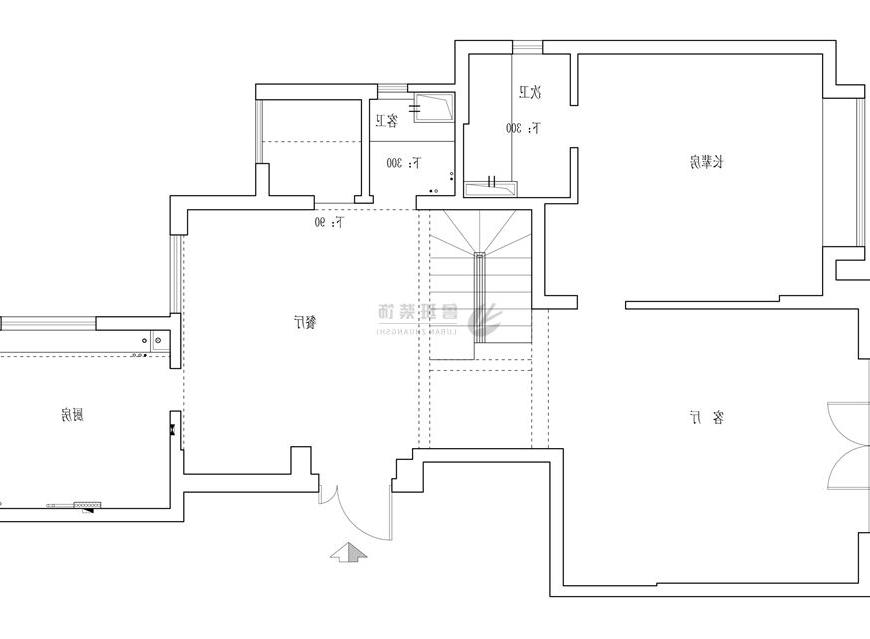 逸翠园港式风格效果图,一层原始户型